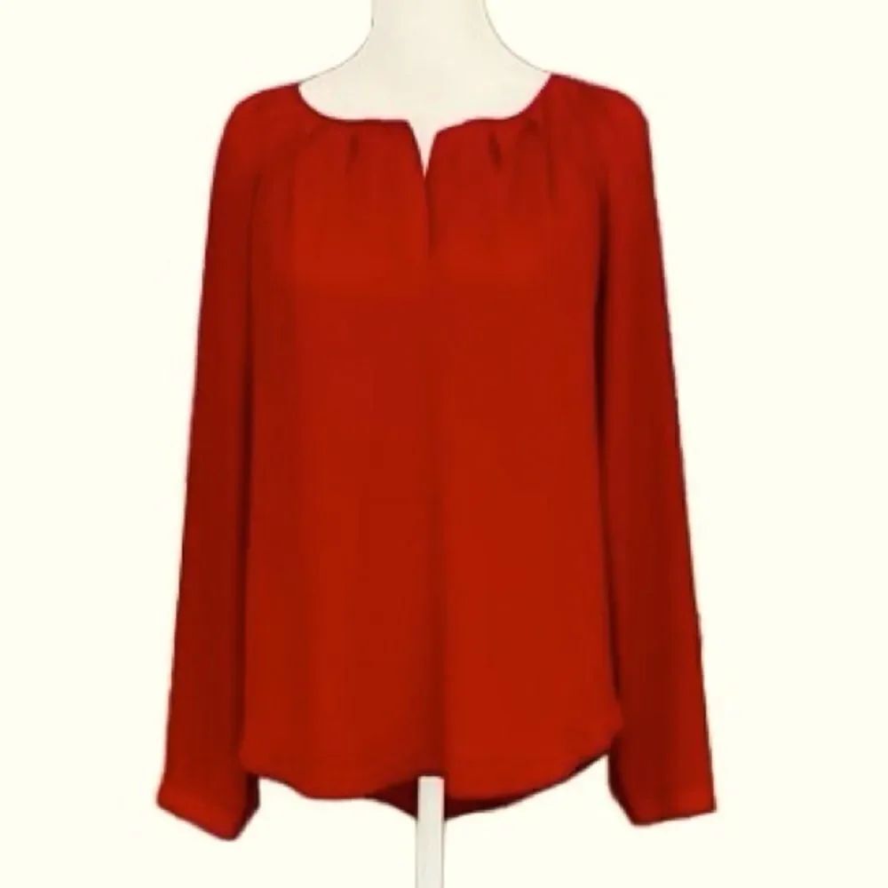 LUSH burgundy split neck long sleeved blouse size S.